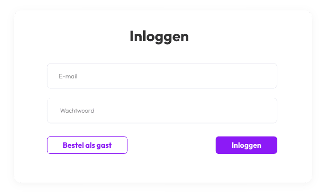 Inlogscherm ticketshop rode stijl