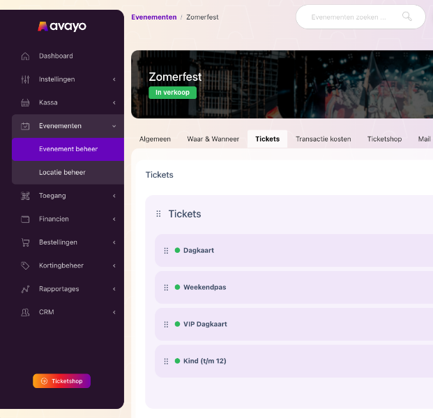 Avayo dashboard